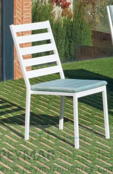 Silla comedor para jardín o terraza. Estructura, asiento y respaldo de aluminio color blanco, plata, bronce, antracita o champagne.